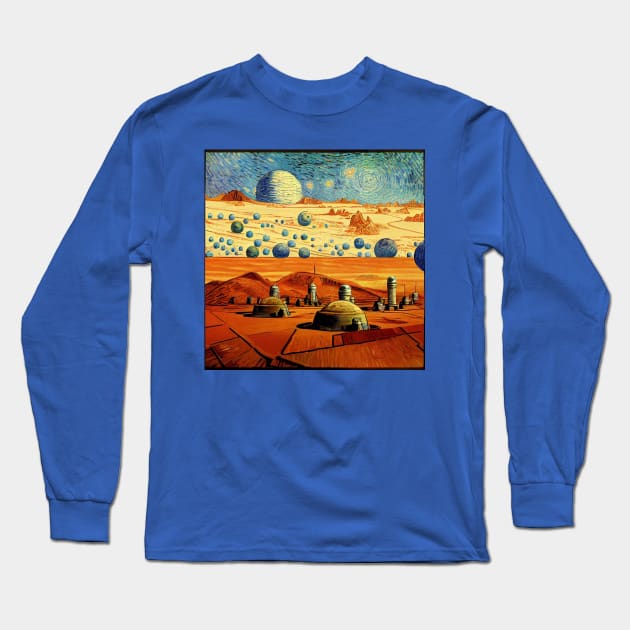 Starry Night in Mos Eisley Tatooine Long Sleeve T-Shirt by Grassroots Green